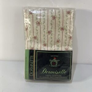 Vtg Dormisette Ultimate 100% Cotton Flannel‎ Pillowcases New Deadstock Cottage